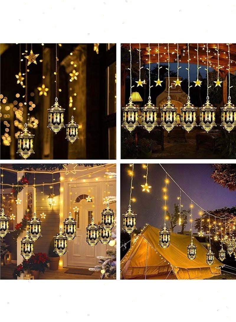 Yoawllty Ramadan Lights LED Curtain Lights with 5 Star & 5 Lantern Lights, 8 Lighting Modes for Ramadan Decorations Indoor Outdoor Use - Image 4